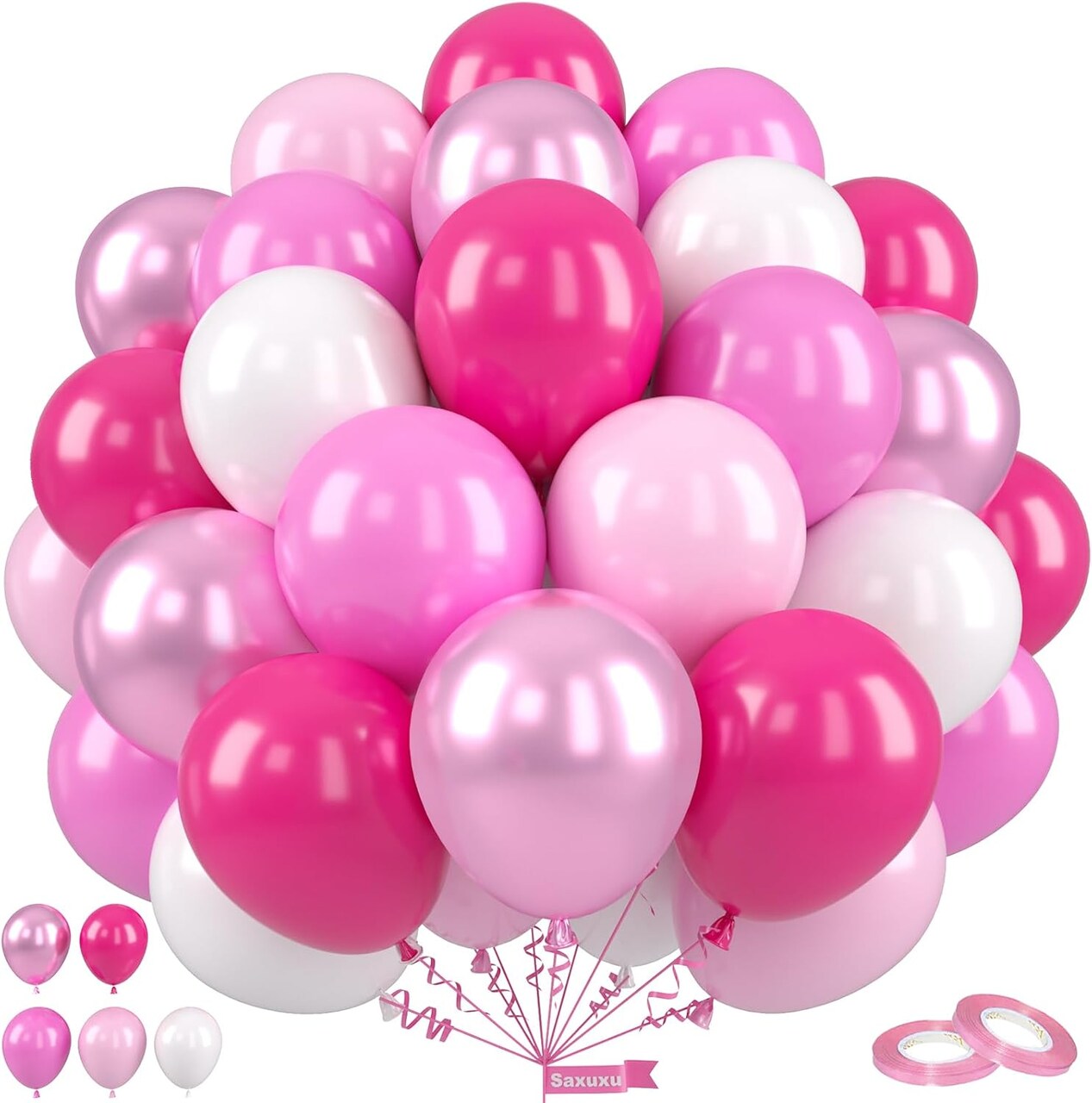 12-Inch Pink Balloons – Hot Pink, Pastel & Metallic Pink/White Latex Balloons